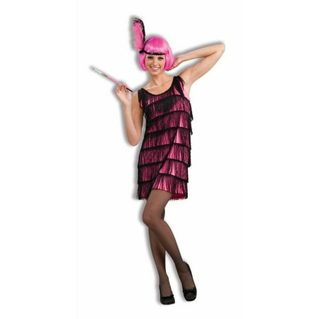 WOMENS JAZZY HOT PINK FLAPPER COSTUME-18-20