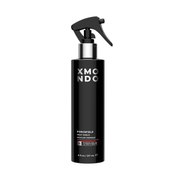 XMONDO Hair Forcefield Heat Shield - Fórmula vegana con provitamina B5 para proteger del calor hasta 500 grados F, reduce el tiempo de secado y añade sujeción ligera, 8 onzas líquidas, 1 paquete