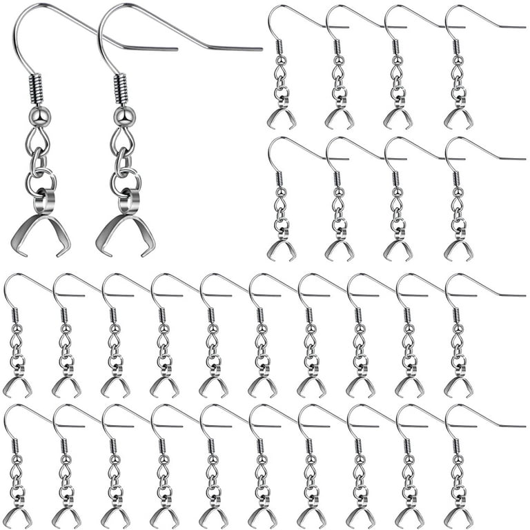 30pcs Stainless Steel Earring Hooks with Pendant Clasp