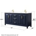 thumbnail image 6 of Wyndham Collection Daria 72" Wood & Marble Double Bathroom Vanity in Blue/Gold, 6 of 6