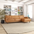 thumbnail image 3 of Elva Modern Living Room Top Leather Corner Sectional Couch in Brown, 3 of 6