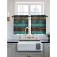 thumbnail image 2 of Vintage Teal Stripe Tier Curtains 36 Inch Length, Sheer Curtains for Bedroom Living Room Window Farmhouse Shabby Turquoise Rod Pocket Drapes Kitchen Curtains Small Half Window 27.5"x36" 2 Panels, 2 of 6