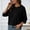 Black, variant on Womens Solid Color Half Sleeve Casual Oversized Trendy Sweaters Crewneck Cropped Sweater Knit Tops Yellow XL(XL)