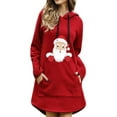 thumbnail image 1 of FOCUSNORM Robe de Noël Chaude pour Femmes Juniors, Sweat à Capuche Imprimé Motif Santa, 1 of 6