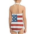 thumbnail image 3 of SEANATIVE One Piece Swimsuit for Girls Size 3-4 Y American Flag Lace Up Bikini Bathing Suit Breathable Kids Sleeveless Swimwear,4 of July, 3 of 5