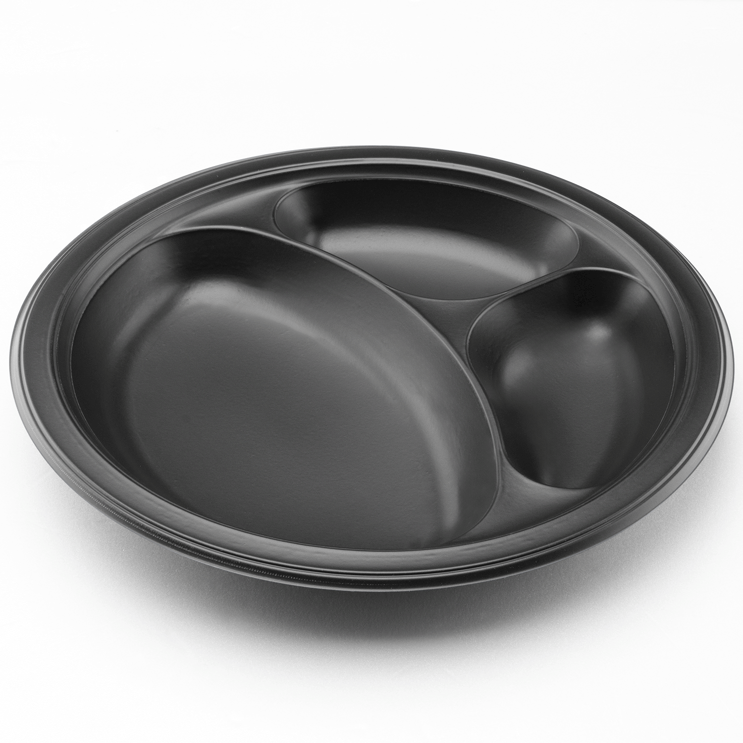 Karat Earth 10 Inch Eco-Friendly Plastic Plates [3 Compartment - 500 pcs], Black Mineral-Filled PP - Reduces Plastic Use