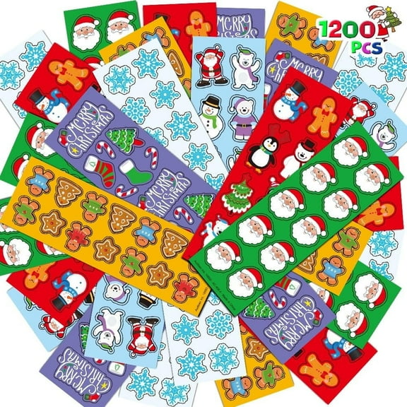 ArtCreativity 1200 Holiday Christmas Stickers - Pack of 100 Sticker Sheet