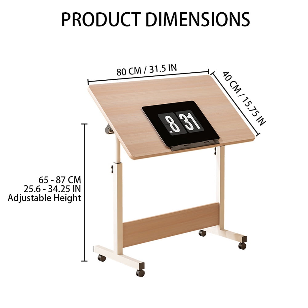 Industrial Style Small Standing Desk Height Adjustable, Mobile Stand Up Desk with Wheels, Portable Home Office Computer Workstations for Sitting and Standing