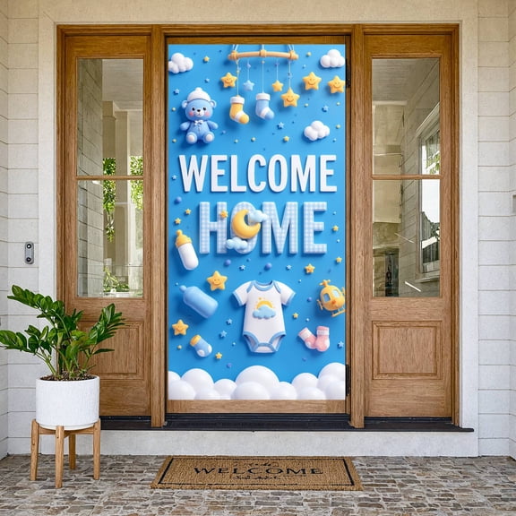 Pink Theme Welcome Home Banner Heart Pattern Baby Welcome Display Elephant Design Bow Decoration Newborn Backdrop for Newborn Welcome Baby Homecoming Baby Shower