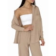 thumbnail image 2 of Conjuntos de 2 Piezas para Mujer: Conjuntos Casuales de Salón, Camisas de Larga con Botones y Pantalones de Pierna Camello XL, 2 of 9