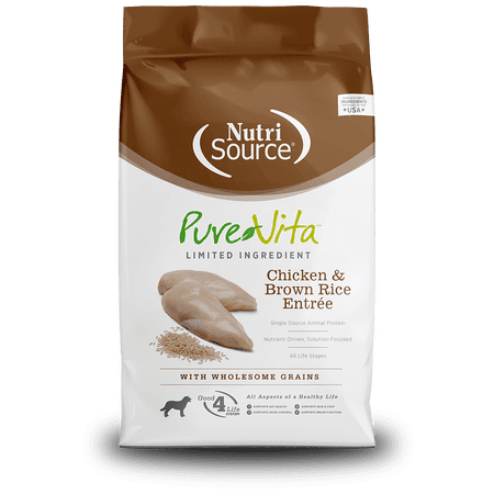 NutriSource Pure Vita Dry Dog Food, Chicken and Brown Rice, 25LB