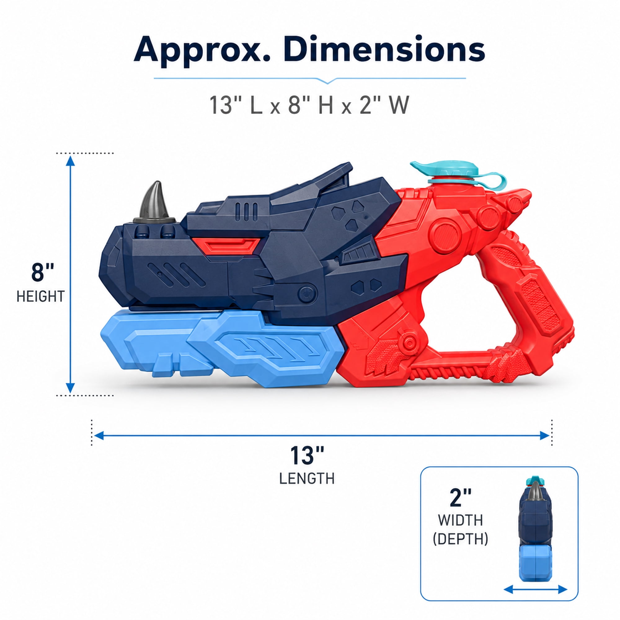 Kids Pump Action Water Blaster Toy, 13 Inch Outdoor Squirt Toy for Pool, Beach, Backyard Summer Play, Ages 3+