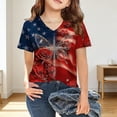 thumbnail image 2 of XAOFW Girl's T-Shirts Short Sleeve V Neck Graphic Printed Kids Fashionable 250Th Anniversary T Shirts Everyday Wear Loose Fit Tee Shirts Holiday Party Versatile Cozy Children Tops, 2 of 4