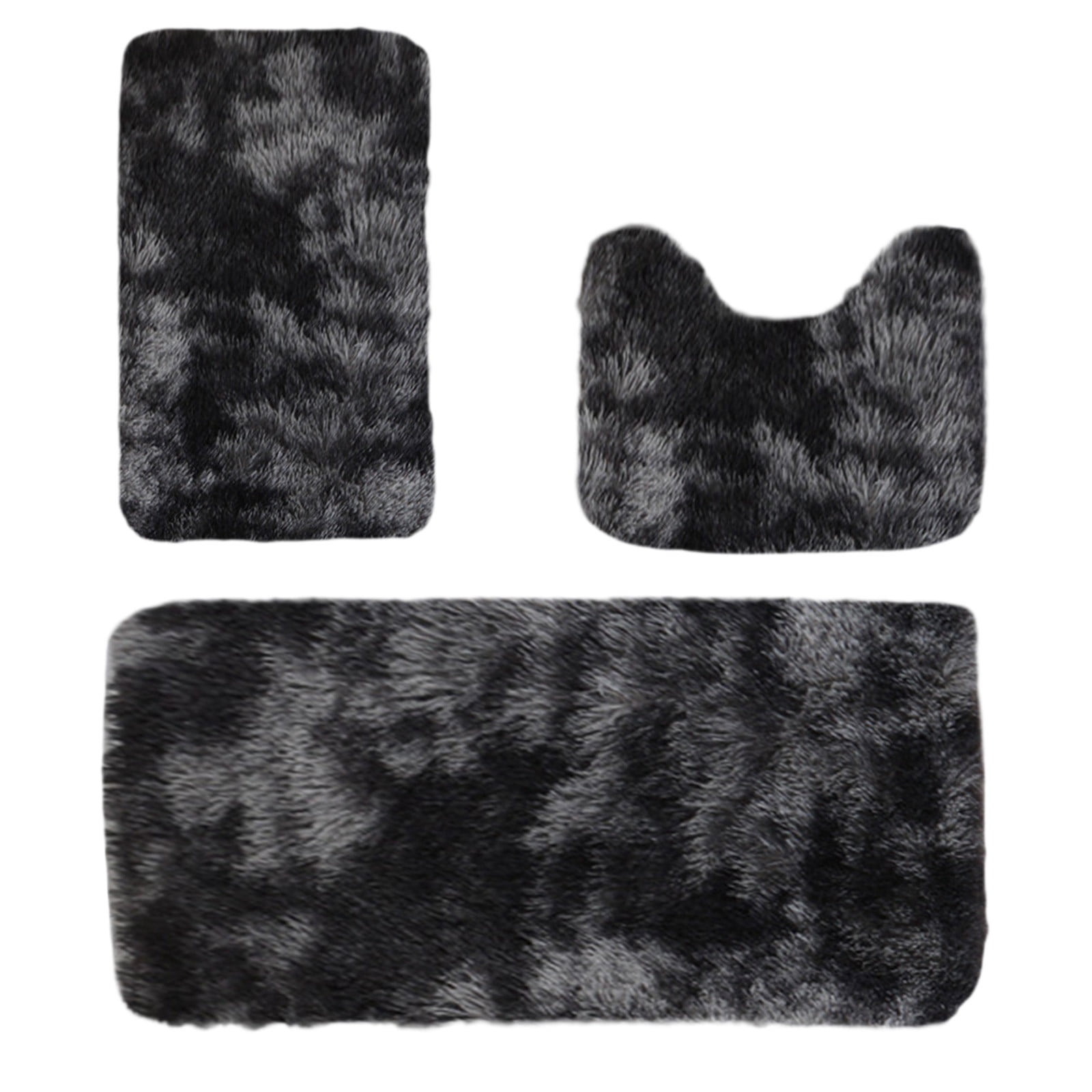 InsCrazy Bathroom Rugs Sets 3 Piece Mixed Color Bath Mats 3 Set Winter Toilet Mats Universal Soft Water Absorption Non-Slip Thick Machine Washable Easy To Dry Dark Bath Decor