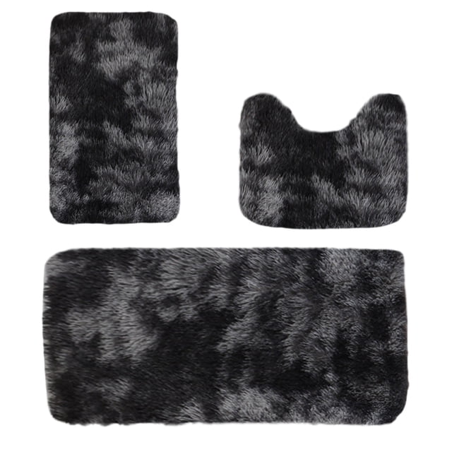 Kyusrd Summer All Home Savings!Mixed Color Bath Mats 3 Set Winter Bathroom Rugs for 3 Pcs Toilet Mats Soft Water Absorption Non Slip Thick Washable Easy To Dry Dark
