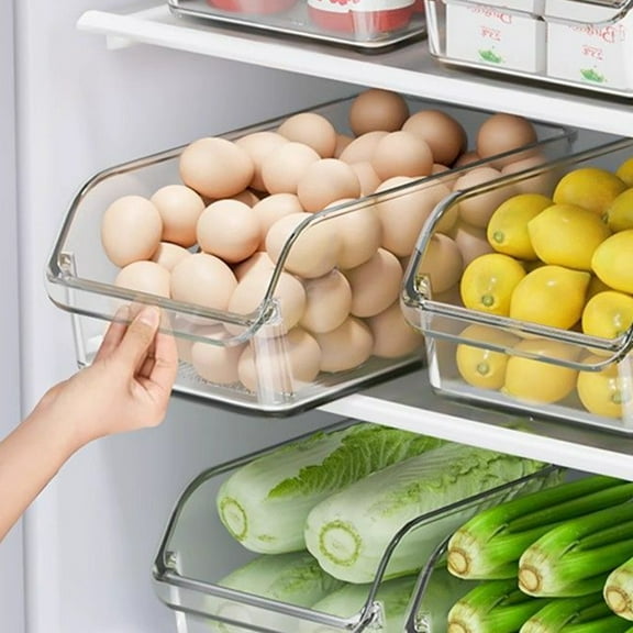 Bxaolu Clear Organizers and Storage Bins with Handle, Plastic Storage Containers with Handles for Fridge, Freezer, Pantry, Cabinet, Kitchen Organization, 1Pack