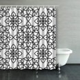 thumbnail image 1 of RYLABLUE Black White Regular Pattern Moroccan Shower Curtains Bathroom Curtain 66x72 Inch, 1 of 1