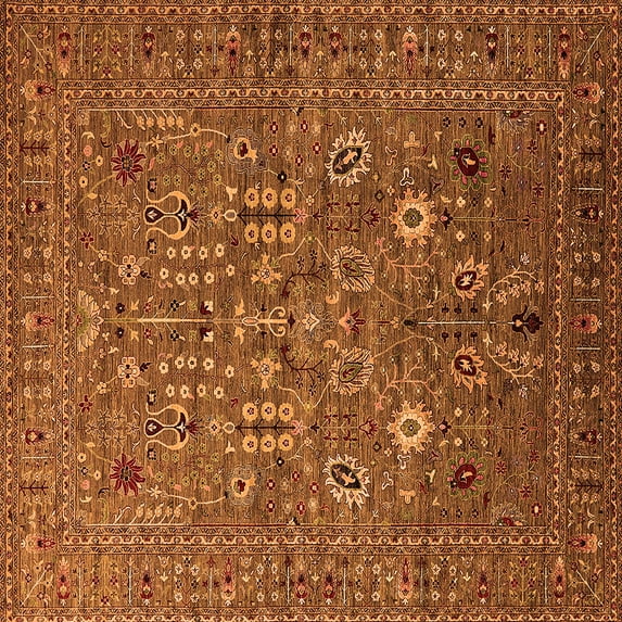 Ahgly Company Indoor Square Oriental Orange Industrial Area Rugs, 5' Square