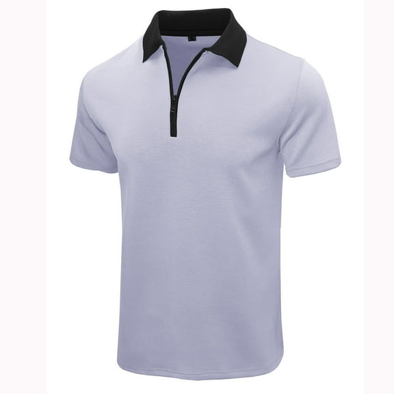 Njoeus Gym Tops Men's Tee-Shirts Men's Zipper Golfs Shirt Casual Summer Short Sleeve Office Work T Shirt Classic Slim Fitted Basic Shirts for Men S-Xxl Summer Tops for Men 2024