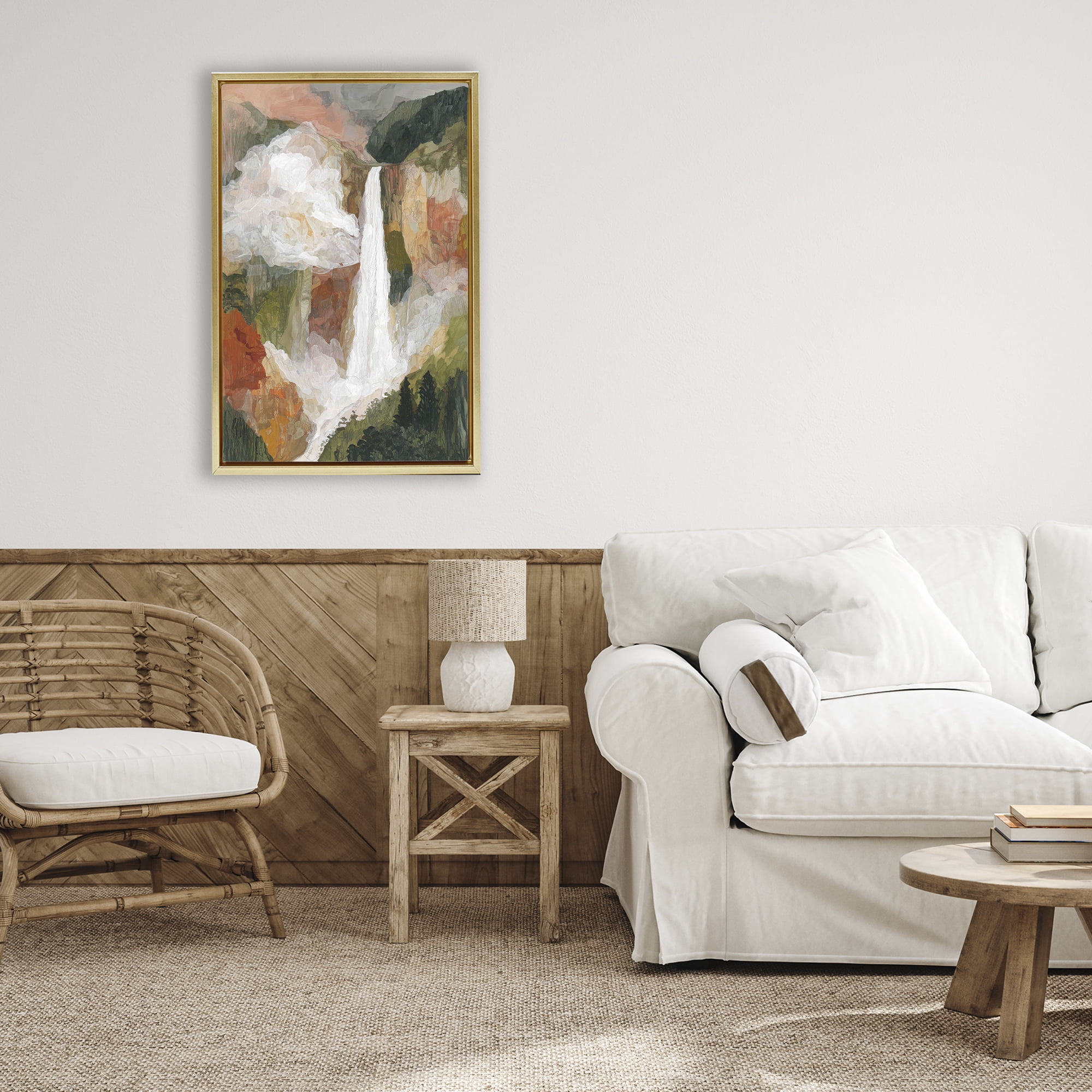Stupell Industries Mountain Waterfall Landscape Gold Framed Floater Canvas Wall Art, design by Chromatic Storm Studio