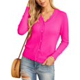 thumbnail image 3 of EASYBRA Women V Neck Button Down Cardigan Long Sleeve Ribbed Knit Slim Fit Sweater, 3 of 6
