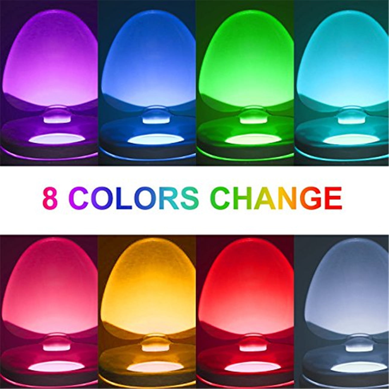 JacobsParts Bathroom Night Light Toilet Bowl Lamp 8 Color LED Light and  Motion Sensor Activated 