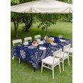 thumbnail image 3 of Outdoor Tablecloth with Umbrella Hole and Zipper, Navy Blue Snowflake Christmas Rectangle Table Cloth 52x70 Inch Waterproof Tablecloth, Rustic Xmas Botanical Picnic Table Cover for Patio Camping, 3 of 7
