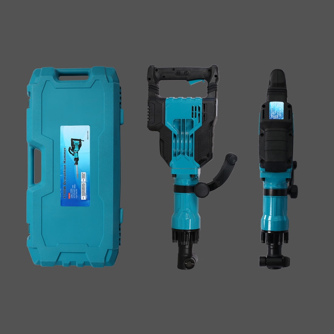 TOPCHANCES 1700W 1900BPM Electric Demolition Jack Hammer 1-1/8 Inch SDS-Hex Heavy Duty Concrete Pavement Breaker Drills Kit