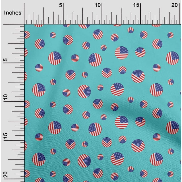 oneOone Polyester Lycra Fabric USA Flag Circles Country Flag Decor Fabric Printed BTY 56 Inch Wide