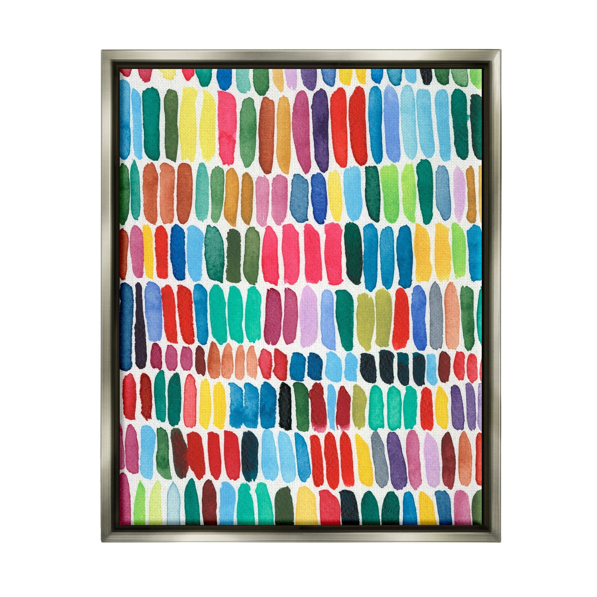 Stupell Industries Varied Rainbow Lines Abstract Pattern Watercolor Detail Painting Luster Gray Floating Framed Canvas Print Wall Art, Design by Regina Moore