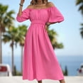 thumbnail image 5 of IROINNID Wedding Guest Dresses for Women Homecoming Party High Waist Color Short Sleeve Off-The Shoulder Dress Elegant Formal Dress,Hot Pink, 5 of 7