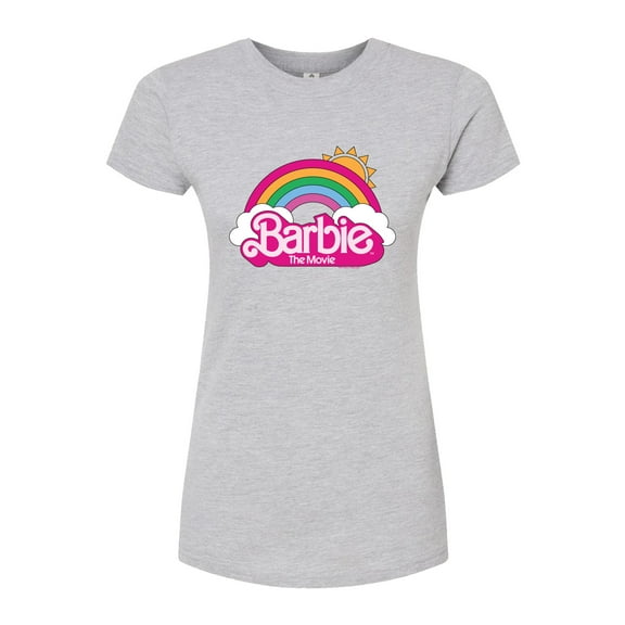 Barbie the Movie - Barbie Logo Rainbow - Juniors Fitted Graphic T-Shirt