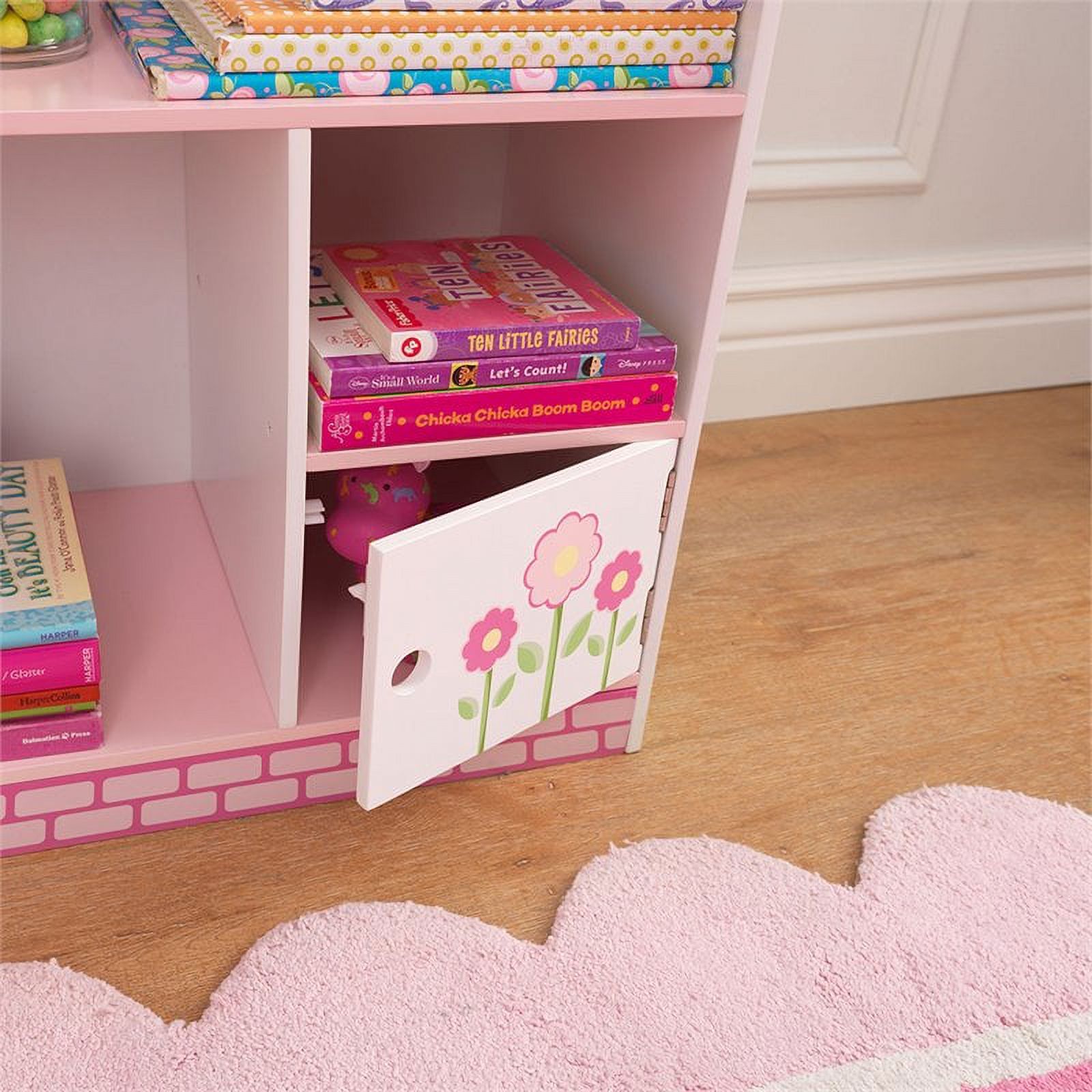 KidKraft Dollhouse Cottage Wooden Bookcase, Pink & White - image 4 of 10