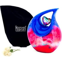 Large Multicolor Teardrop Urn for Human Ashes Male - Urns for Adult Men and Women - Cremation Urns for Ash, Funeral/Burial Urns, Decorative and Keepsake ERN, Earns for Ashes, Heart Urn, 2.5 LTR