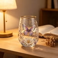 thumbnail image 3 of Tuvgenk Stemless Wine Glass with Gold Rim Butterfly Floral Art for Red Wine Cocktails and Home Decor, 3 of 4