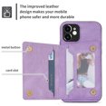 thumbnail image 4 of Feishell Back Flip Case for Apple iPhone 12 mini,Premium PU Leather Wallet Cover with ID Credit Card Holder & Zipper Pocket Magnetic Metal Button Kickstand Shockproof Phone Case,Purple, 4 of 6