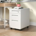 thumbnail image 2 of Metal File Cabinets, 3-Drawer Wide Mobile File Cabinet with Lock, All-Steel Metal Storage Cabinet on Casters, for Home & Office,White, Fully Assembled, Holds A4/Letter Files, 110lbs/Drawer, 2 of 16