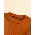 thumbnail image 4 of ZAXARRA Baby Sweatshirt Romper Long Sleeve Round Neck Solid Color Ribbed Bodysuit Infant Fall Outfit, 4 of 8