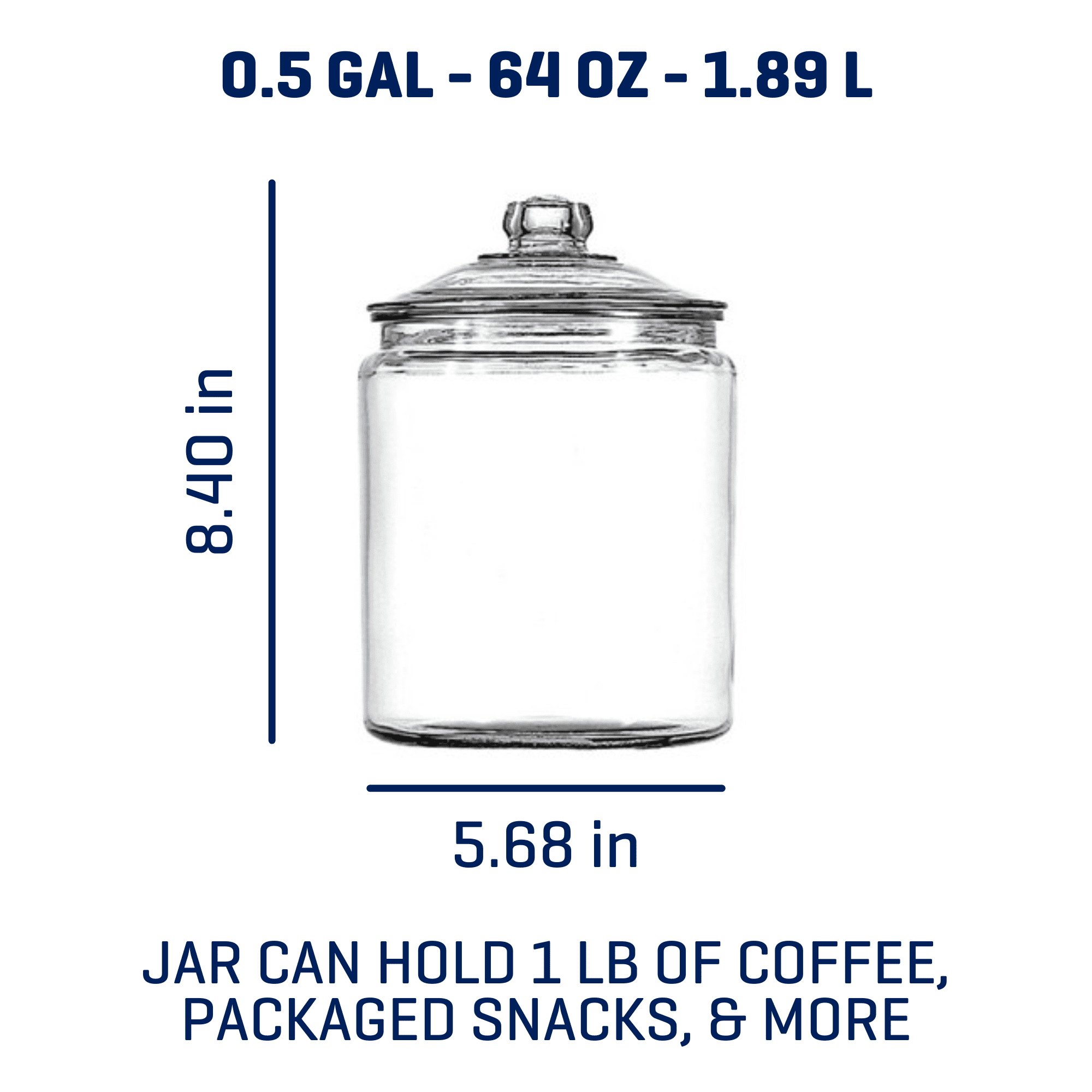 2 Gallon Anchor Heritage Hill Jar with Glass Lid - Jar Store