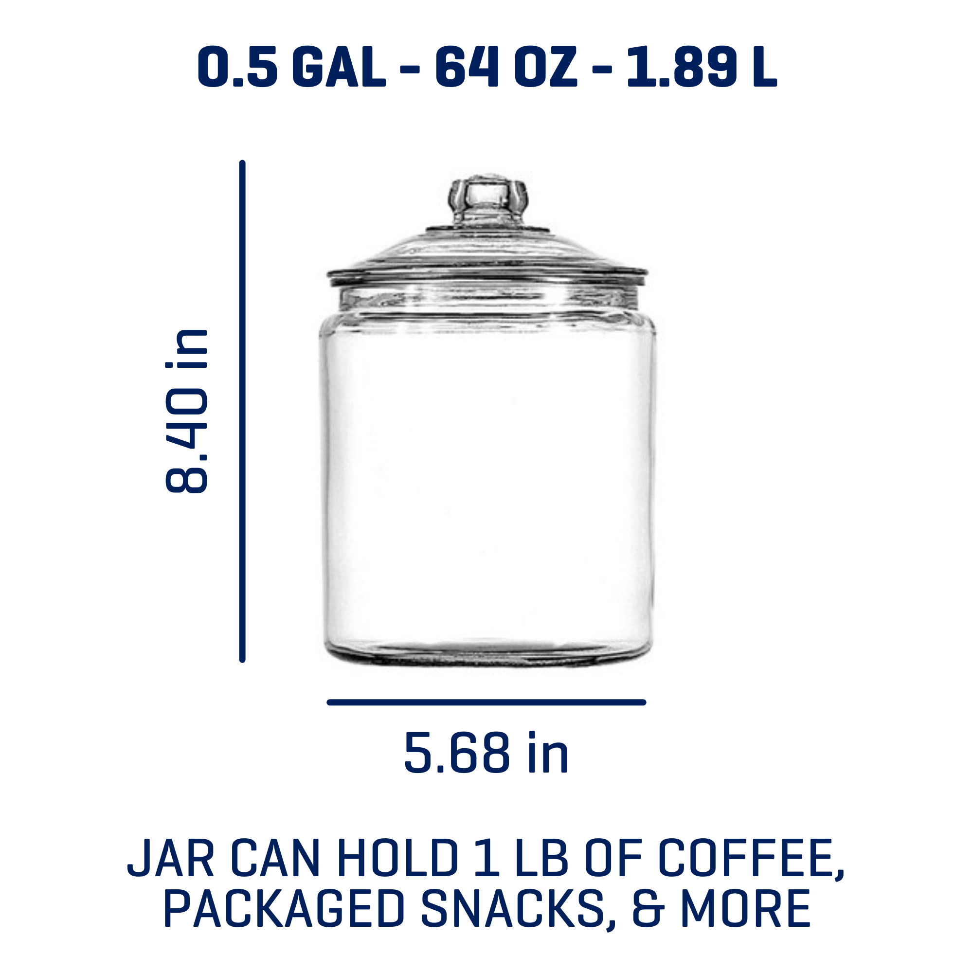 Anchor Hocking Heritage Hill Glass Jar with Lid, 1/2 Gallon - image 2 of 7