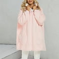 thumbnail image 4 of VANLOFE Unisex Warm Pajamas Household Clothes Solid Bathrobe Lengthened Night-robe Man's Nightgown Hooded Robes Pink Robes Sleepwear for Woman, 4 of 9