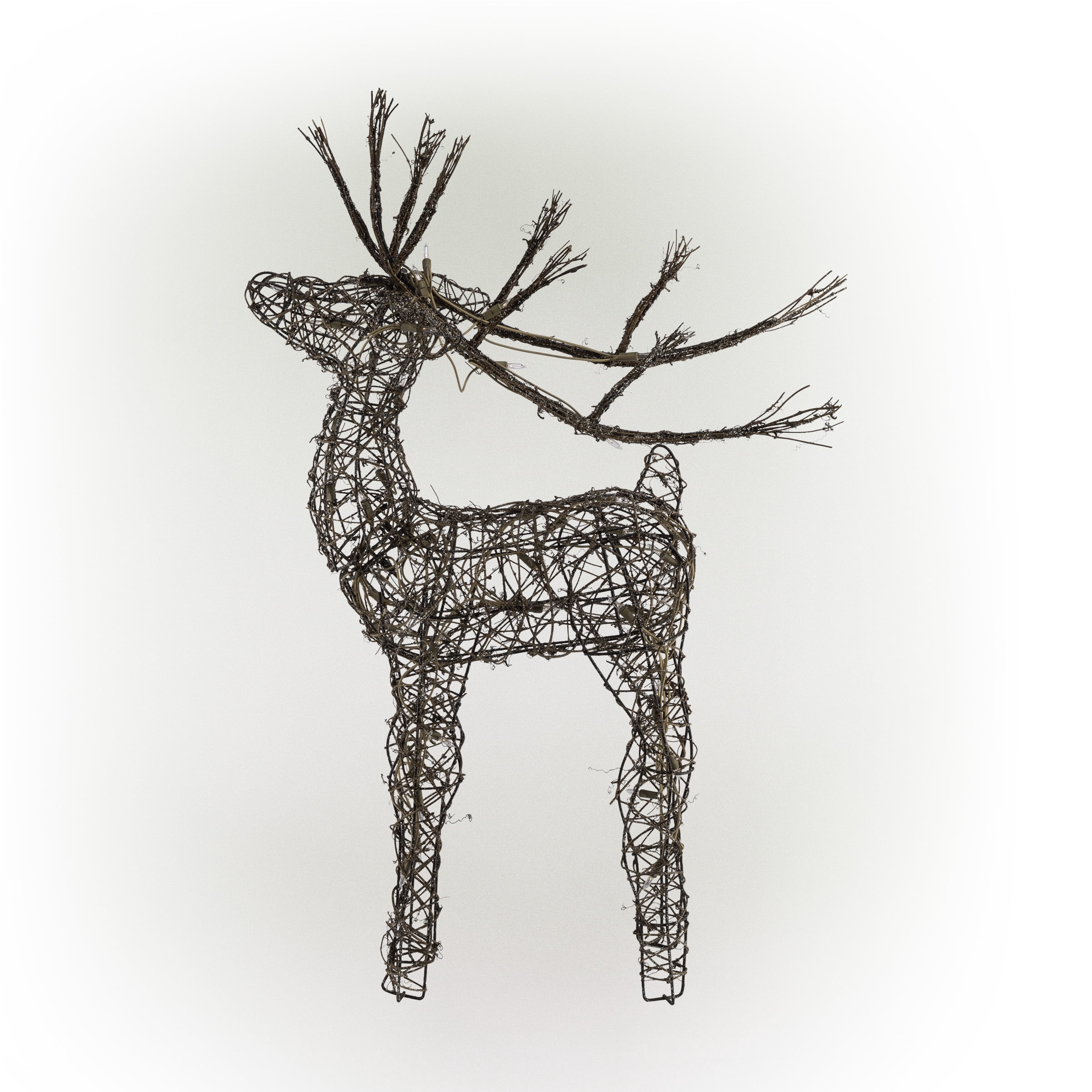 Alpine Corporation Outdoor Holiday Rattan Reindeer with LED Lights