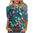 thumbnail image 2 of Cavosen Shirts for Women Three Quarter Sleeves 3/4 Sleeve Floral Graphic Print Pullover Tops Crewneck Casual Dressy Summer Blouse Resort Fashion Tees Workout Vacation T-Shirts XL, 2 of 5