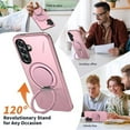 thumbnail image 6 of For Samsung Galaxy A56 5G Ultra Slim Hybrid TPU+PC Protective Cover with Metal Rotation Holder , Compatible MagSafe, Military Grade Shockproof Phone Case Cover,Pink, 6 of 7