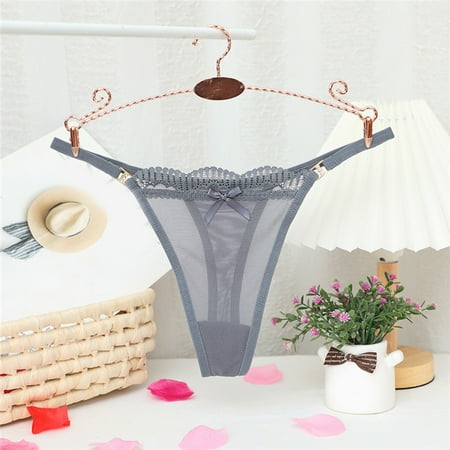 UAYOTSE Lace Thongs for Women Thong Underwear Low Rise Thong Sexy Panties S Grey