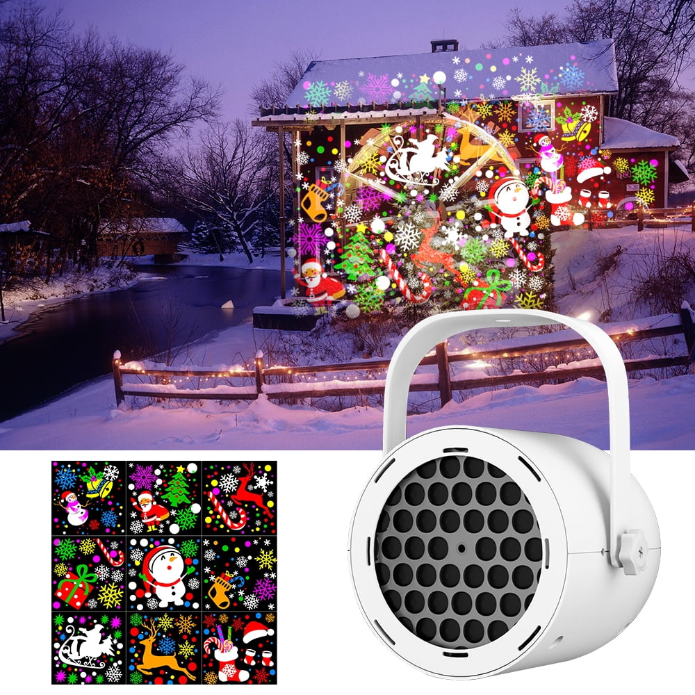 LED Snowflake Projector Light with White Housing Christmas Holiday Decoration Light for Indoor and Outdoor Yard Garden Home and Winter Decor