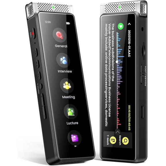 Innioasis 72GB Digital Voice Recorder with Playback, R1 Full Touchscreen Voice Recorder with Bluetooth and Intelligent STT Transcription, Voice Activated Sound Audio Recorder Device with Mic (Silver)