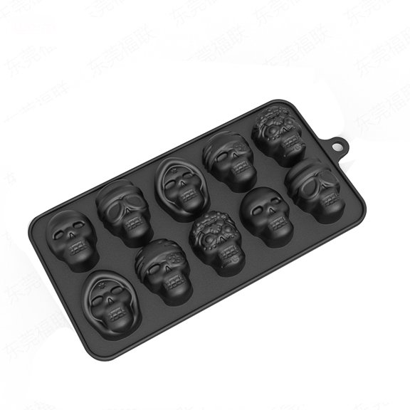 GiLiling Halloween Molds Silicone for Chocolate Halloween Cookie 10 Skeleton Head Dropping Glue DIY Handmade Cake, Horror 3D Halloween Chocolate Candy Molds for Soap Pudding Jelly Making