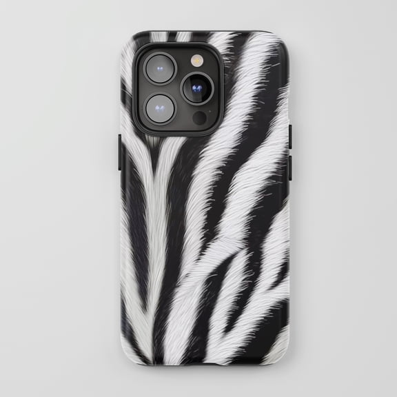 Zebra Print For iPhone Protective Phone Case Furry Animal Print Black White