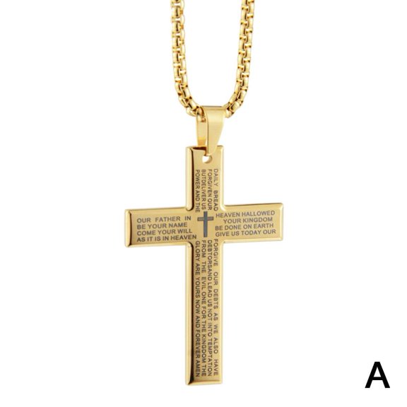 Cross Necklace, Silver/Gold/Black Mens Cross Necklaces, Stainless Steel Cross Pendant